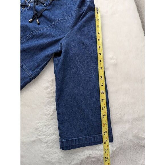 J Jill Denim Womens Shift Dress Blue Lace Up Tethered Hem 3/4 Sleeves Sz M Mediu - Picture 10 of 13